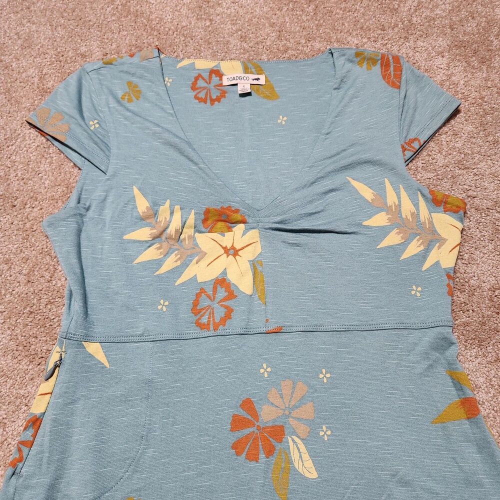 Toad & Co Women S Green Floral Cap Sleeve Rosemarie Dress - Picture 3 of 9